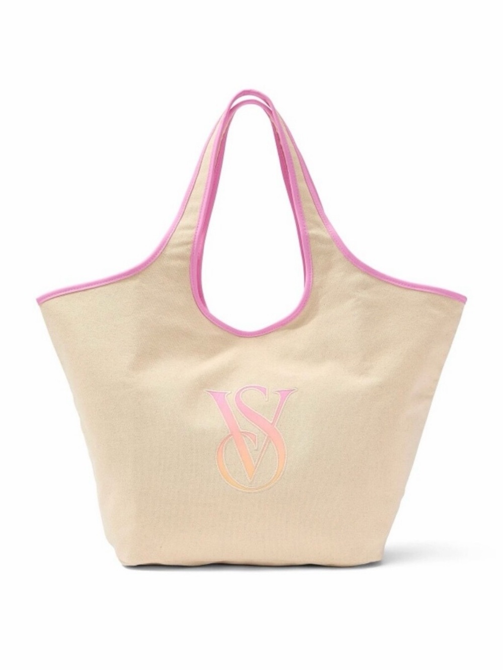 Victoria’s Secret Canvas Tote Bag with Pink Trim NWT